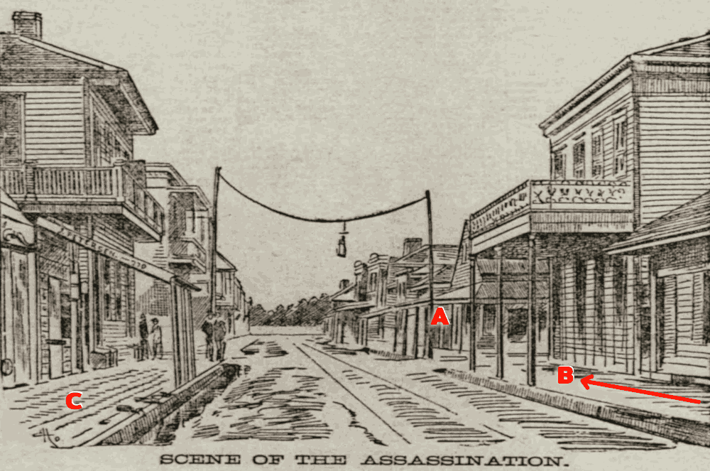 Scene of assassination of police chief Hennessy