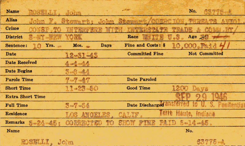 Roselli prison record